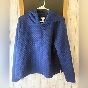 Mfg. $89 J Crew Quilted Hoodie Women L Navy Blue Long Sleeve Stretch